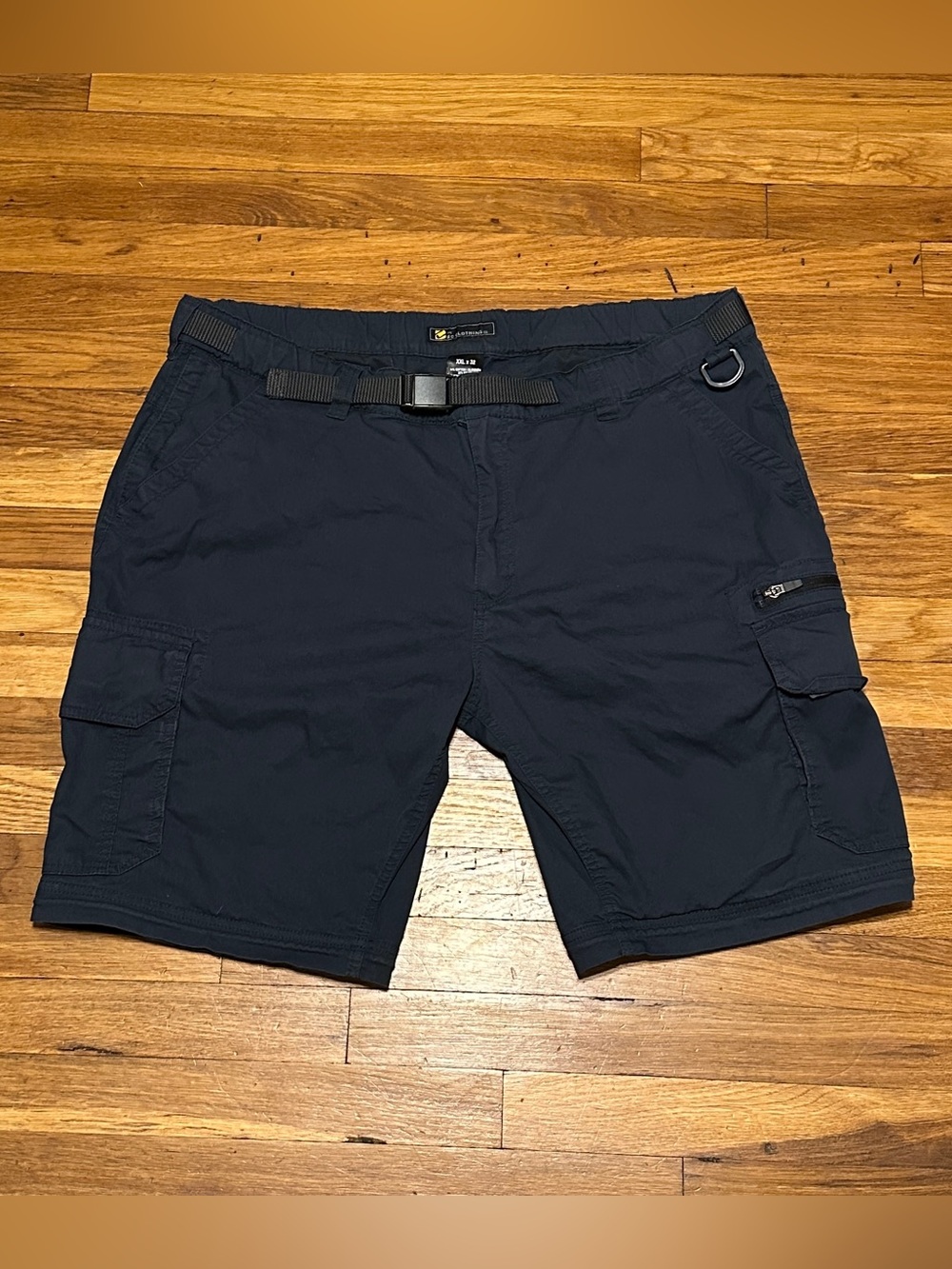 B.C. Clothing Men's Navy Cargo Shorts with Integrated Webbing Belt XXL